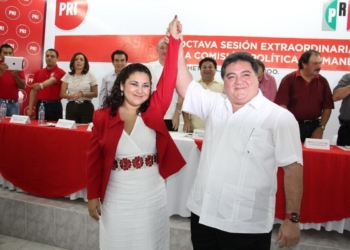 Pedro Flota Alcocer y Lesli Berenice Baeza Soto, presidente y secretaria general del PRI