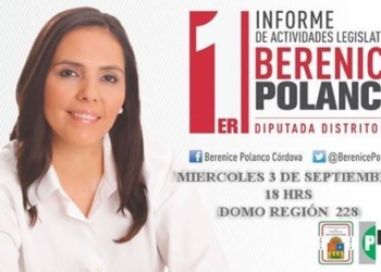 Rendirá cuentas la diputada Berenice Polanco Córdova
