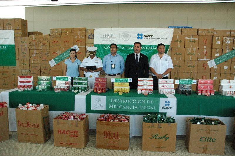Destruye SAT y la Aduana de Subteniente López, Quintana Roo 17,5 millones de cigarrillos