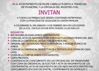 Gobierno del “Pato” Carballo refuerza campaña para bodas colectivas de “San Valentín”
