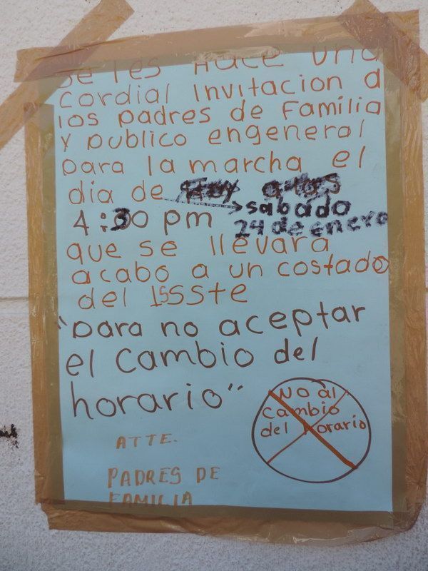 Marcharán padres de familia en contra del cambio de huso horario en FCP