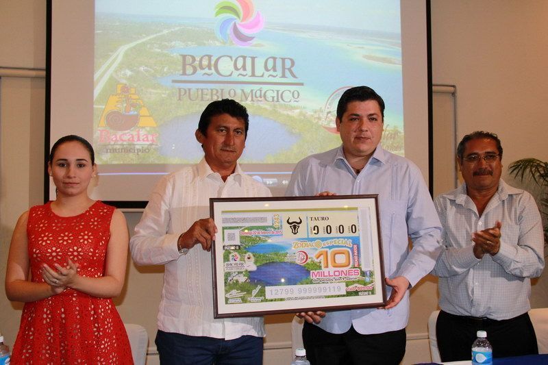Bacalar exhibe su belleza en  todo el país en Billetes de la Lotería Nacional