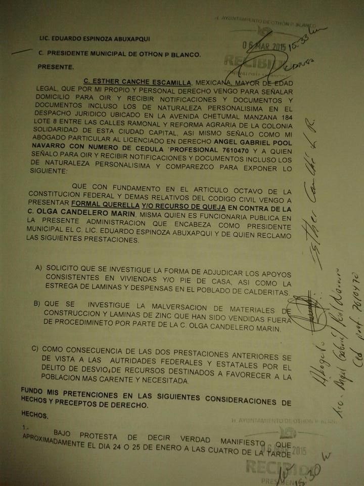 Evidencia fraude de personal del ayuntamiento de Othón P. Blanco