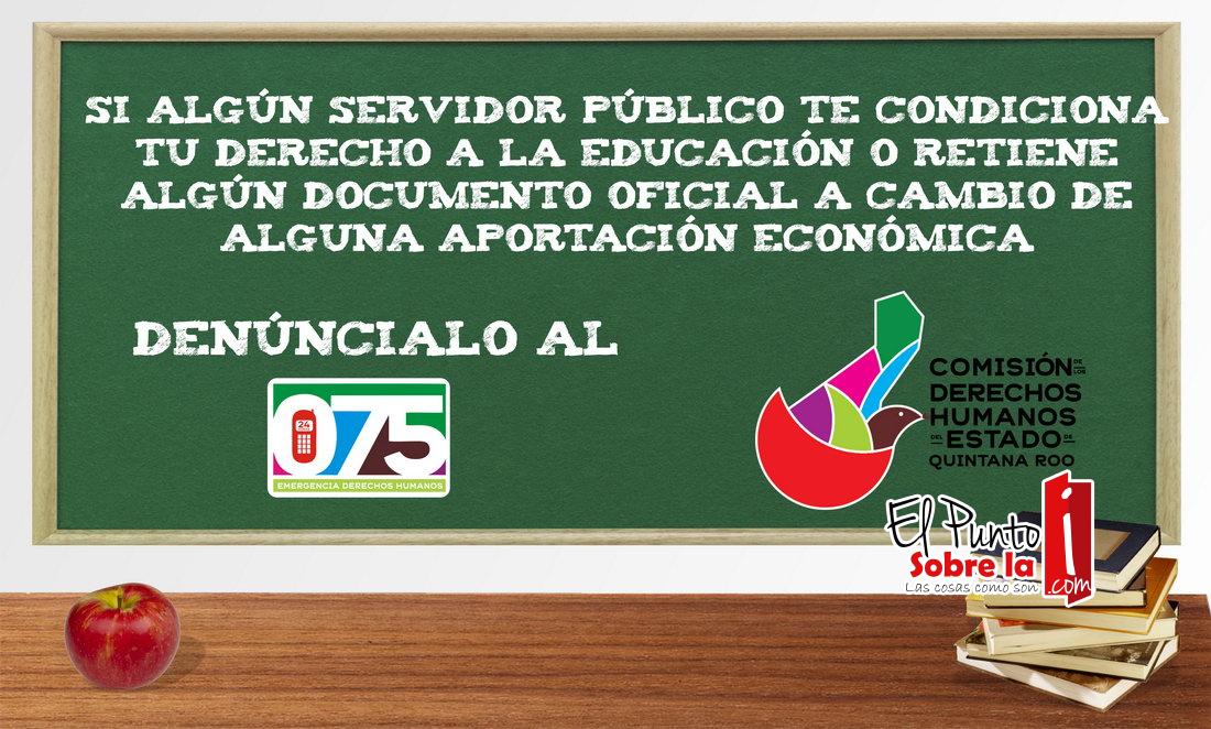 Emite Derechos Humanos medida cautelar por exigencia de cuotas escolares