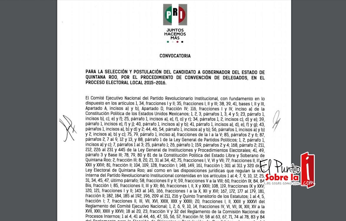 Por fin liberan convocatoria del PRI a la gubernatura de Quintana Roo