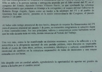 Tania Casa Madrid renuncia al PT