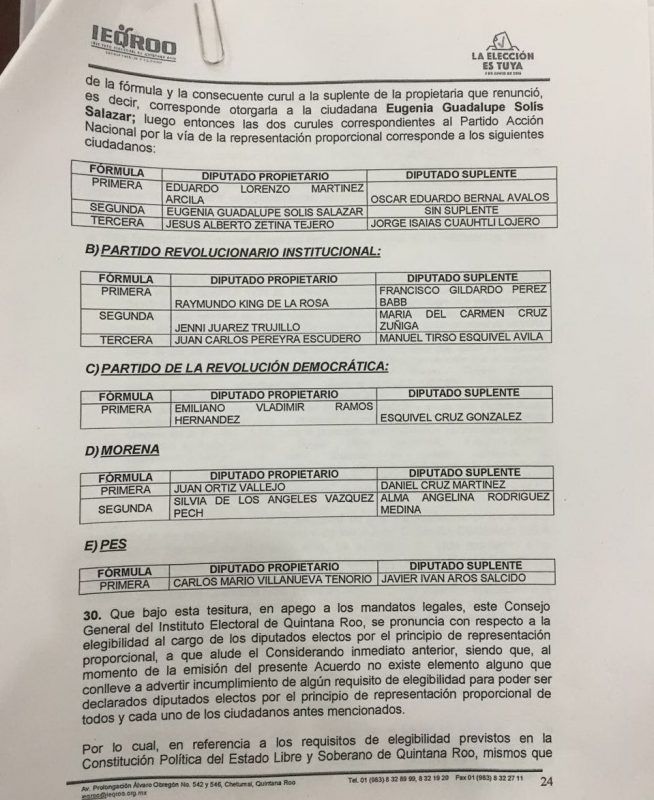 Dirigentes partidistas logran diputaciones plurinominales