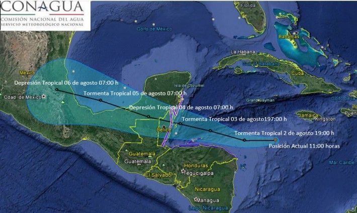 Se forma en el Mar Caribe la tormenta tropical Earl