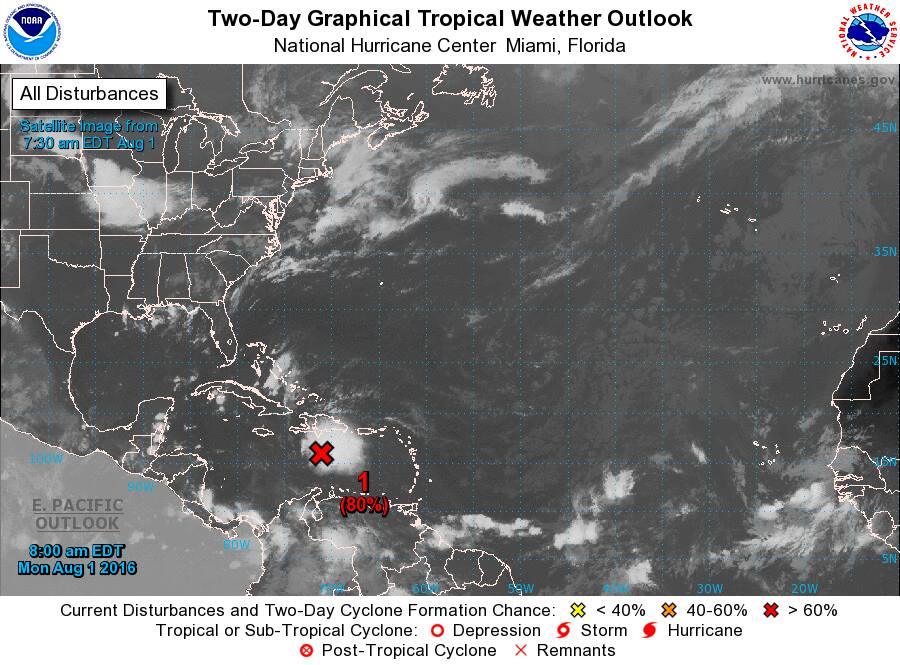 Monitorean fuerte Onda Tropical situada sobre el Mar Caribe