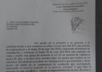 Llaman a rendir cuentas al líder del Sindicato de Trabajadores de OPB