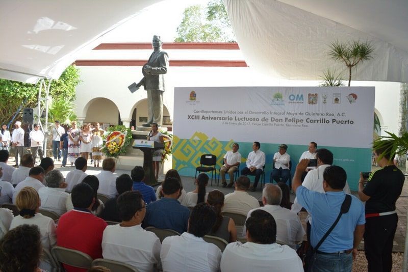 Rememoran el Gobernador Carlos Joaquín y la Presidenta Paoly Perera el 93 Aniversario Luctuoso de Felipe Carrillo Puerto