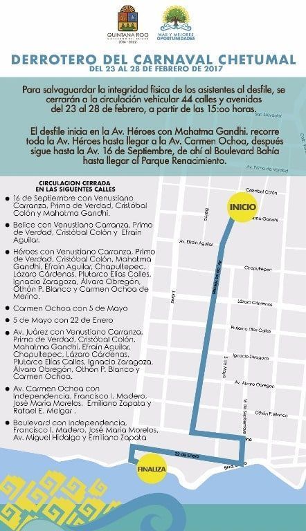 Emite SSP pública relación de calles que estarán cerradas durante el Carnaval