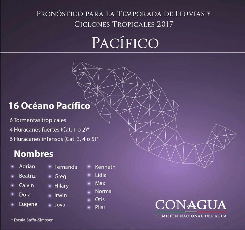 El Pacífico tendrá intensa temporada de lluvias y huracanes con 16 fenómenos pronosticados