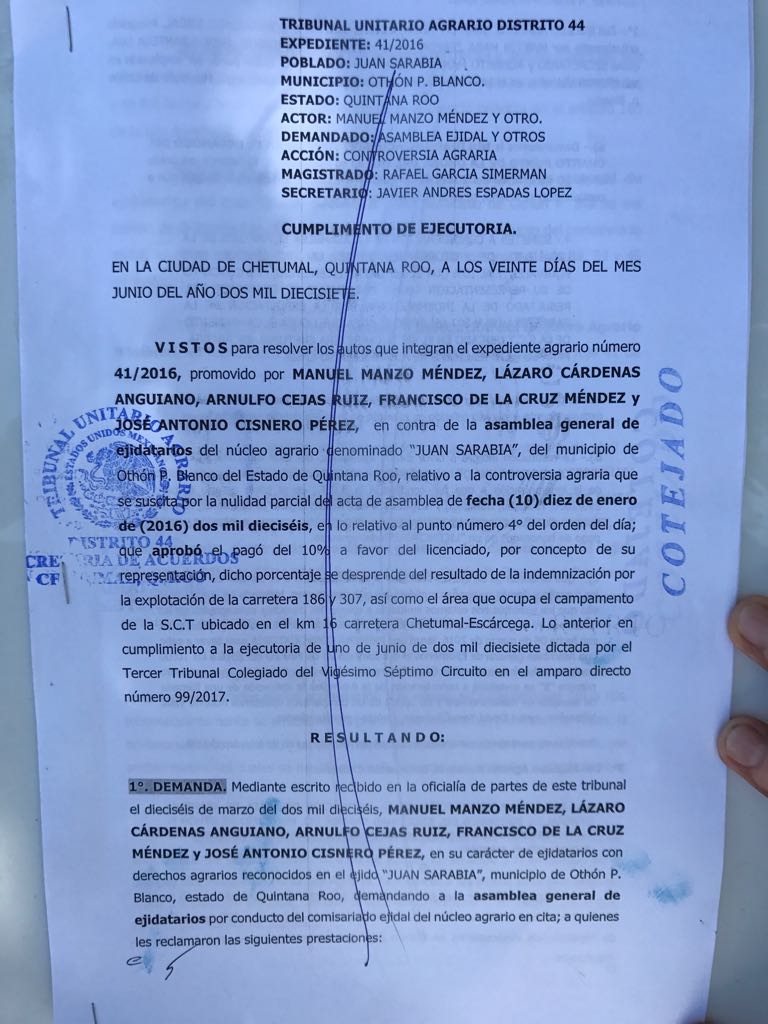 Echan por tierra las tranzas del ex Comisariado Ejidal de Juan Sarabia