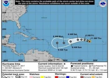 La Tormenta «Irma» se intensifica a Huracán categoría 2 sobre el Atlántico