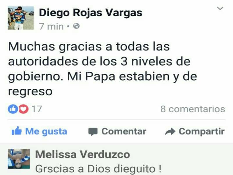 Policía Ministerial y Ejército, rescatan a Diego Rojas