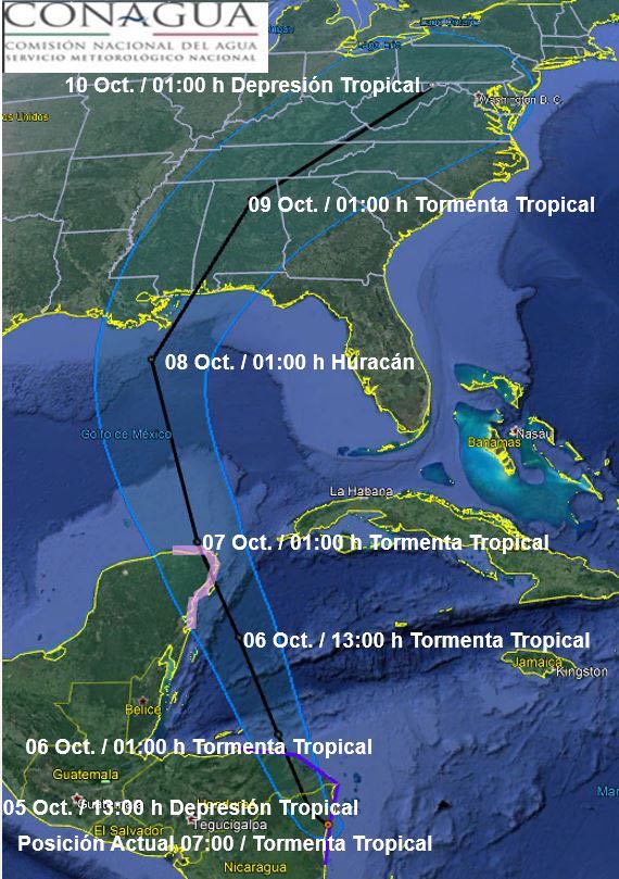 Tormenta tropical Nate impactará con fuertes lluvias a Quintana Roo
