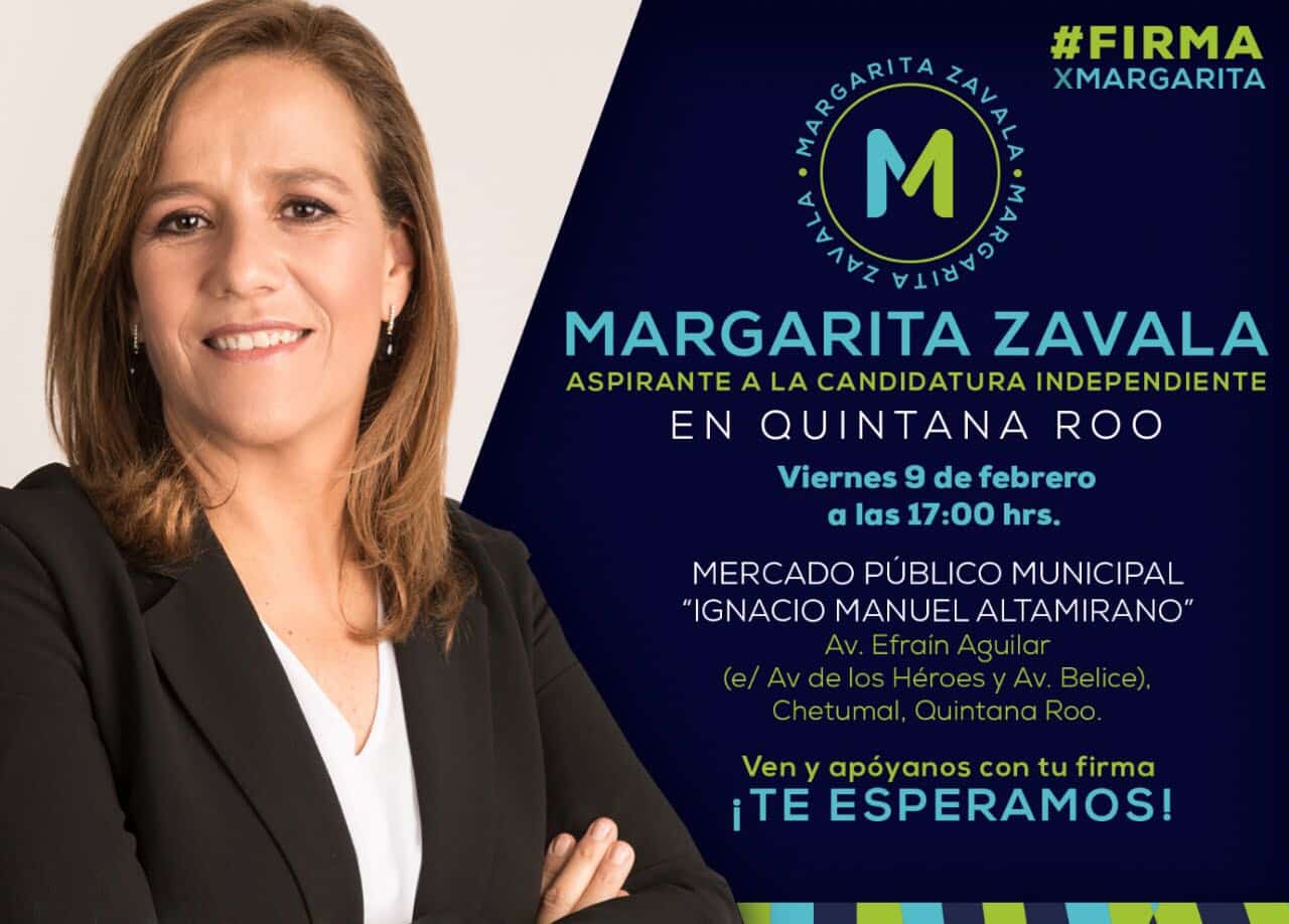 Margarita Zavala, visita este viernes Chetumal