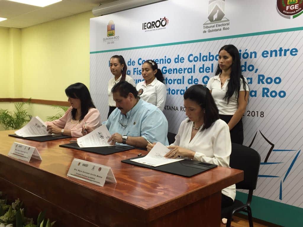 Firman convenio IEQROO-TEQROO y FGE para prevenir delitos electorales