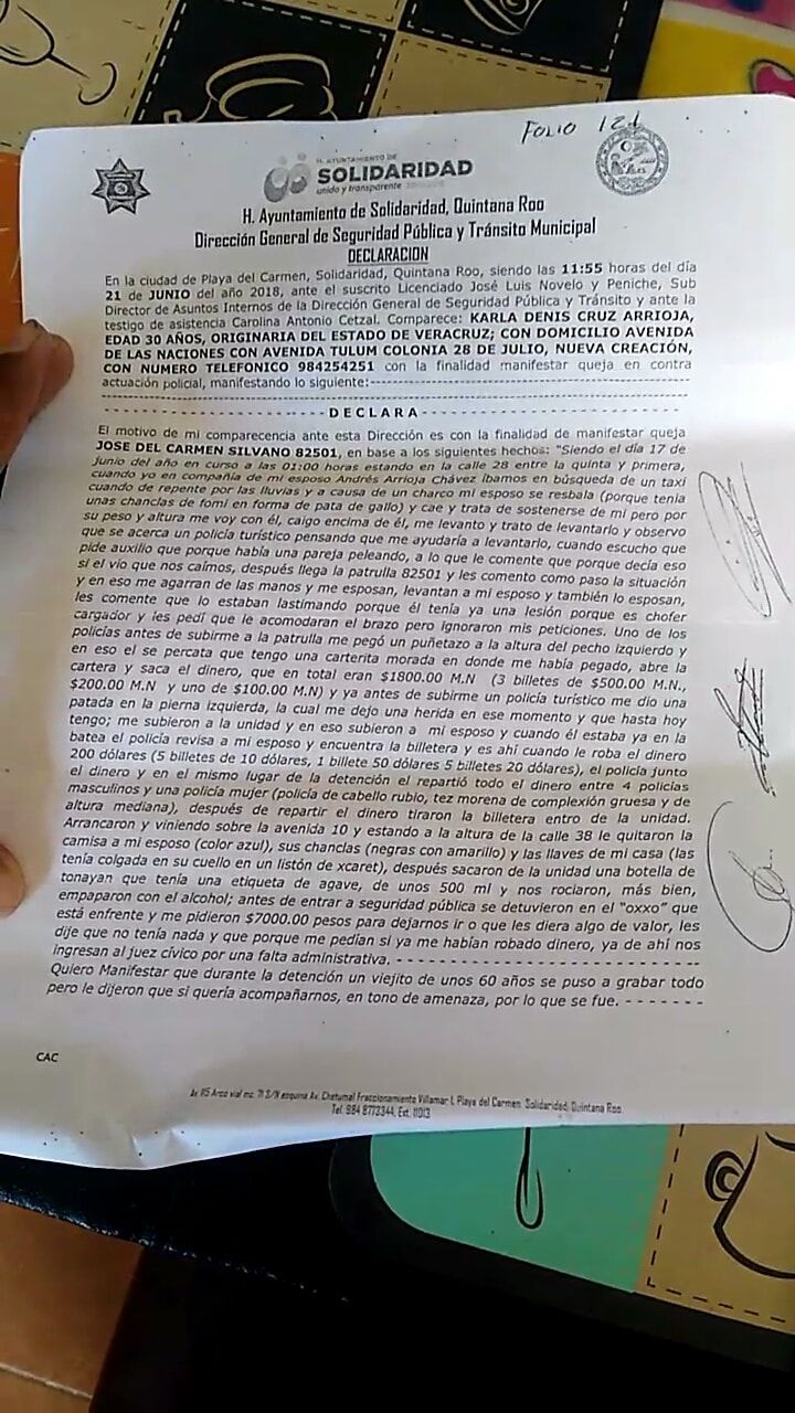 Denuncian robo y agresión de policías turísticos de Playa del Carmen