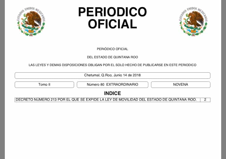 Entra en vigor Ley de Movilidad para Quintana Roo