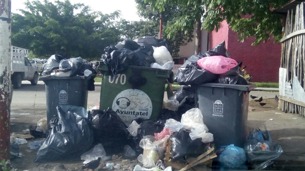 Locatarios del mercado viejo tiran desechos en el estacionamiento