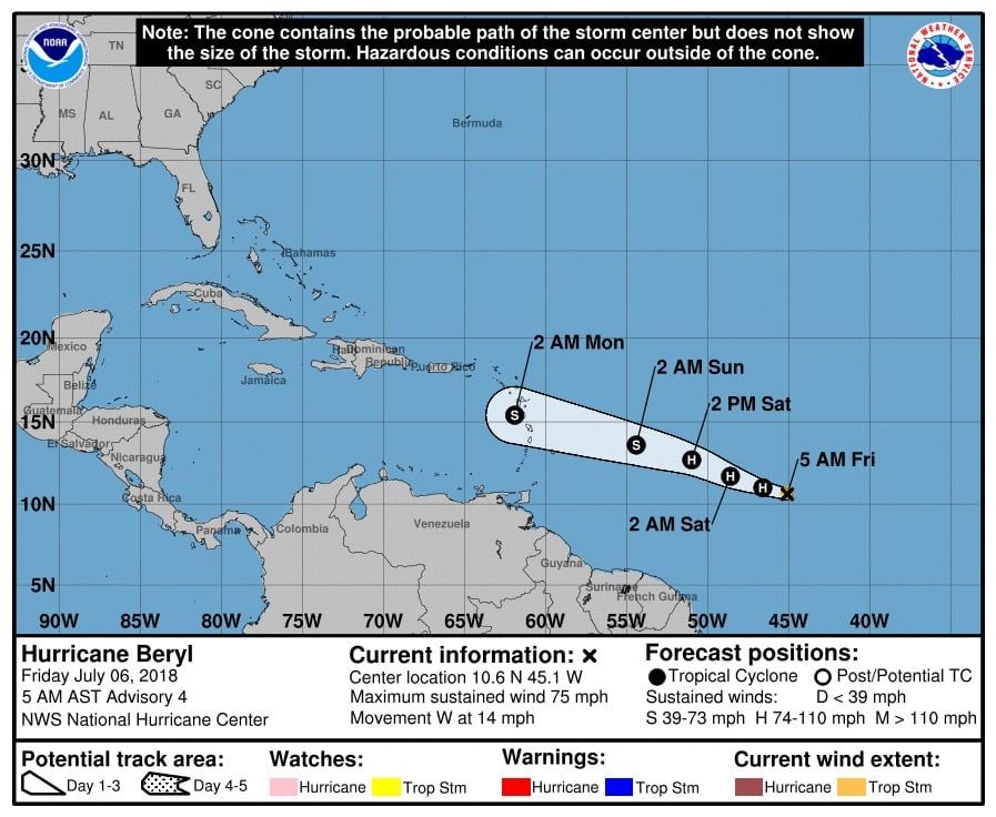 Se forma el huracán “Beryl” en el Atlántico, se ubica lejos de Quintana Roo
