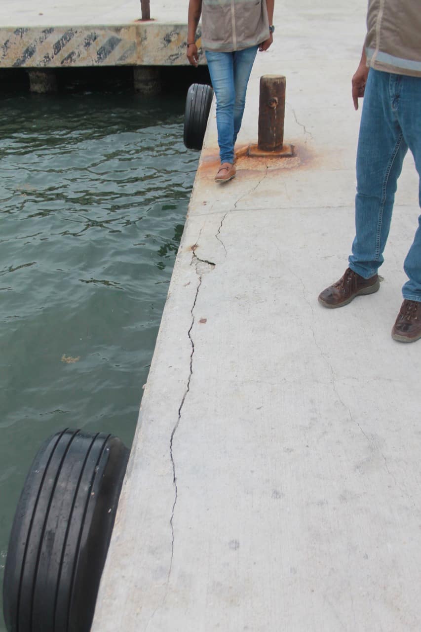 Verifican muelle de Xcalak