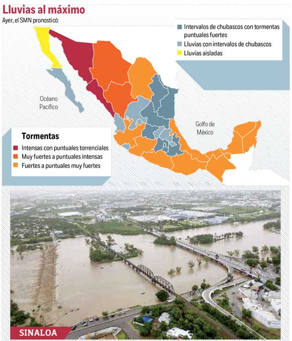 El país se hace agua; tormenta tropical causa caos en Sinaloa y Sonora