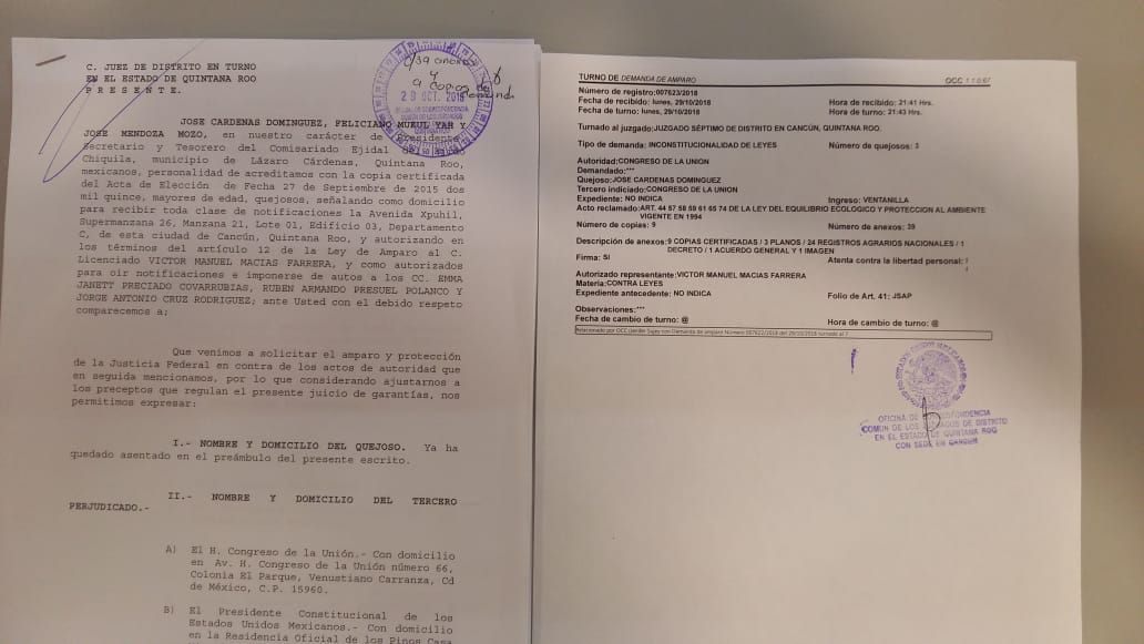 Ingresan ejidos amparos contra el plan de manejo de Yum Balam