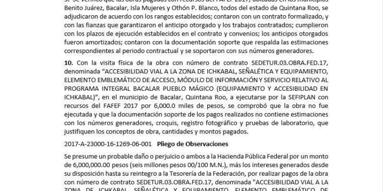 Evidencia Auditoría presunto desvío en Ichkabal