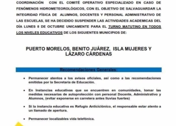 Suspenden clases en cuatro municipios