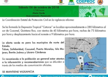 La Coordinación Estatal De Protección Civil emite alerta azul y verde para los municipios del Estado