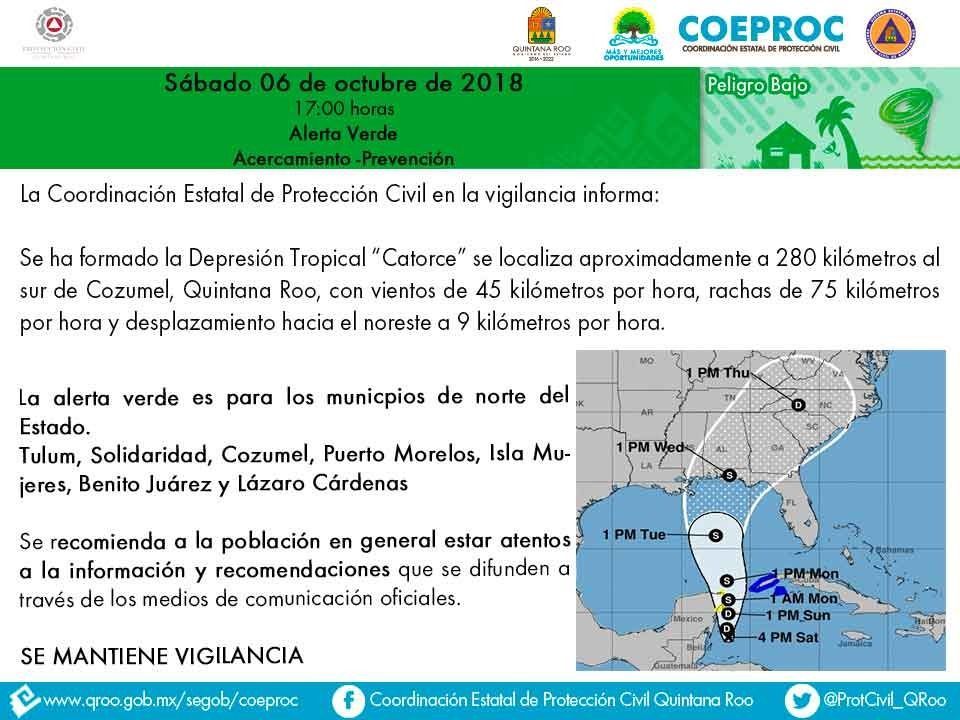 La Coordinación Estatal De Protección Civil emite alerta azul y verde para los municipios del Estado
