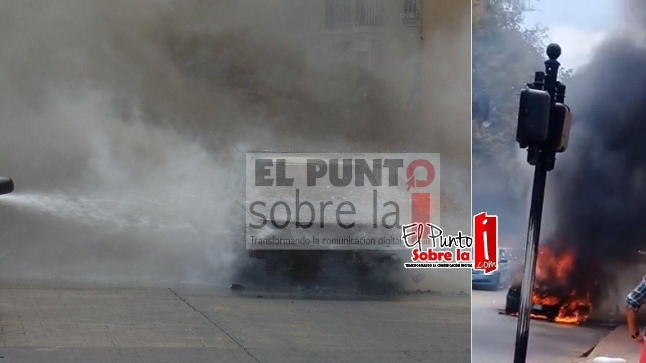Boquiabiertos por vehículo que se incendió en el Centro Histórico de Valladolid