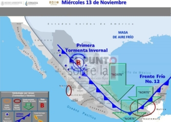 Frente frío número 12 traerá temperaturas más frescas por la noche y madrugada: COEPROC