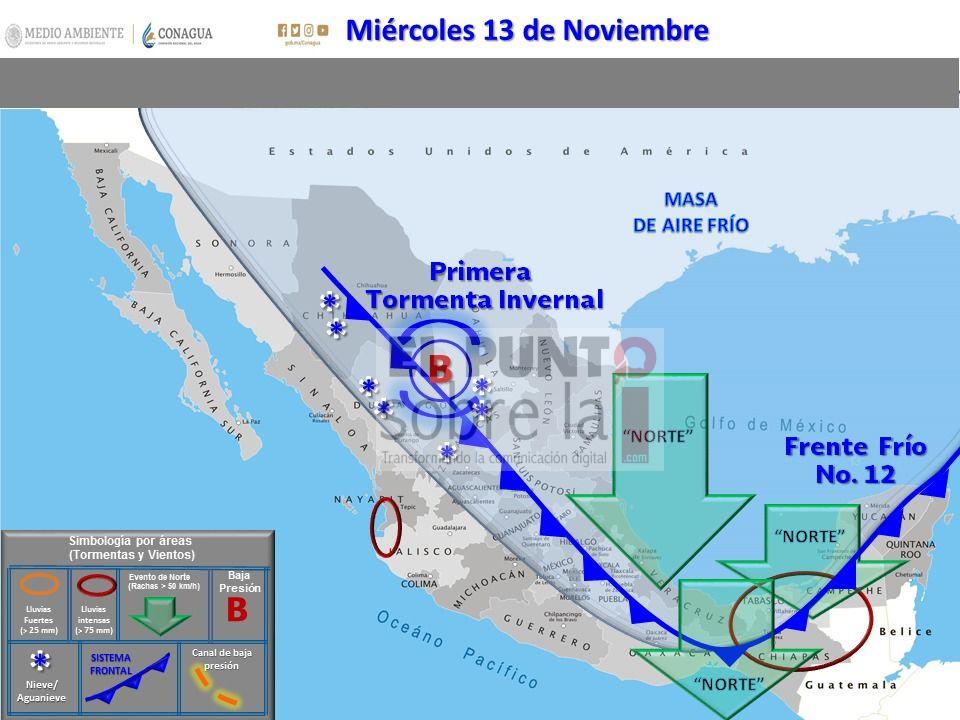 Frente frío número 12 traerá temperaturas más frescas por la noche y madrugada: COEPROC