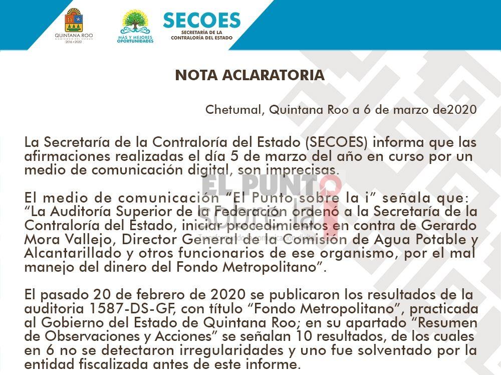 SECOES no fiscalizó recursos del Fondo Metropolitano malversados por CAPA