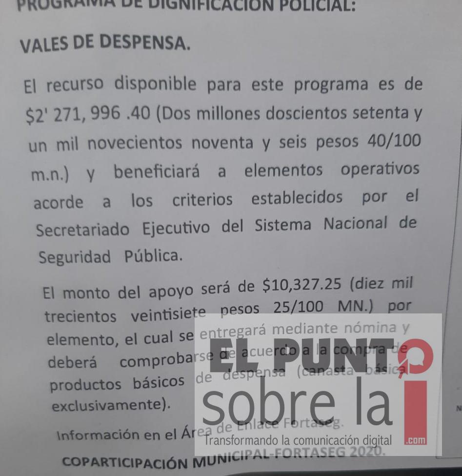 Tropa policial de OPB denuncia corrupción en la entrega del FORTASEG