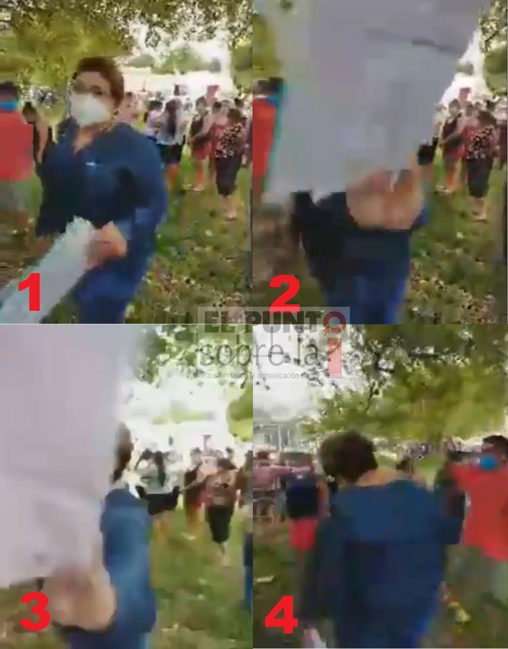 ((VIDEO)) Reclaman a Sofía Alcocer promesa incumplida, responde con manotazo