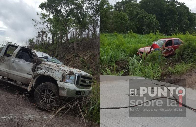 Fuerte accidente en la ribera del río Hondo