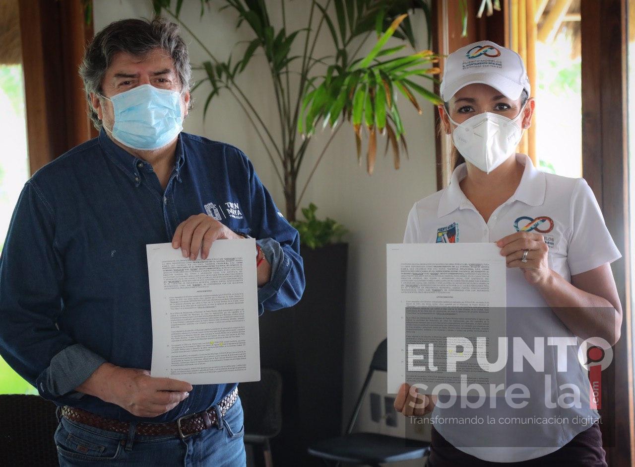 Laura Fernández firma convenio con FONATUR para el mejoramiento urbano de Puerto Morelos