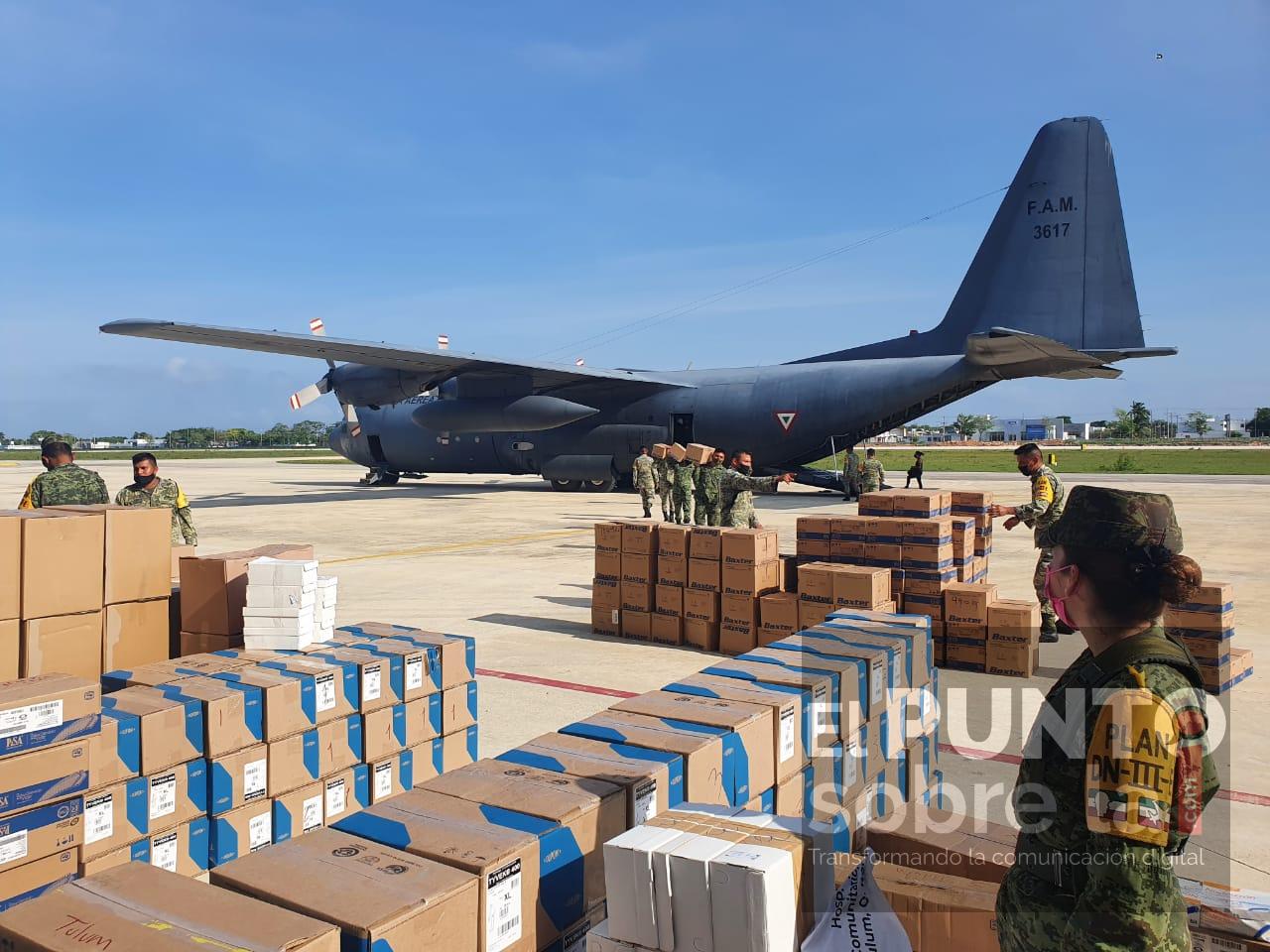 Ejército Mexicano recibe insumos médicos, para Hospitales INSABI COVID-19 de Quintana Roo