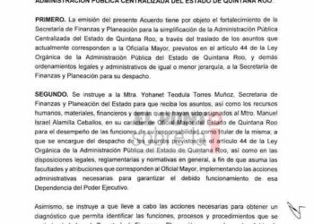 Desaparece Oficialía Mayor en Quintana Roo