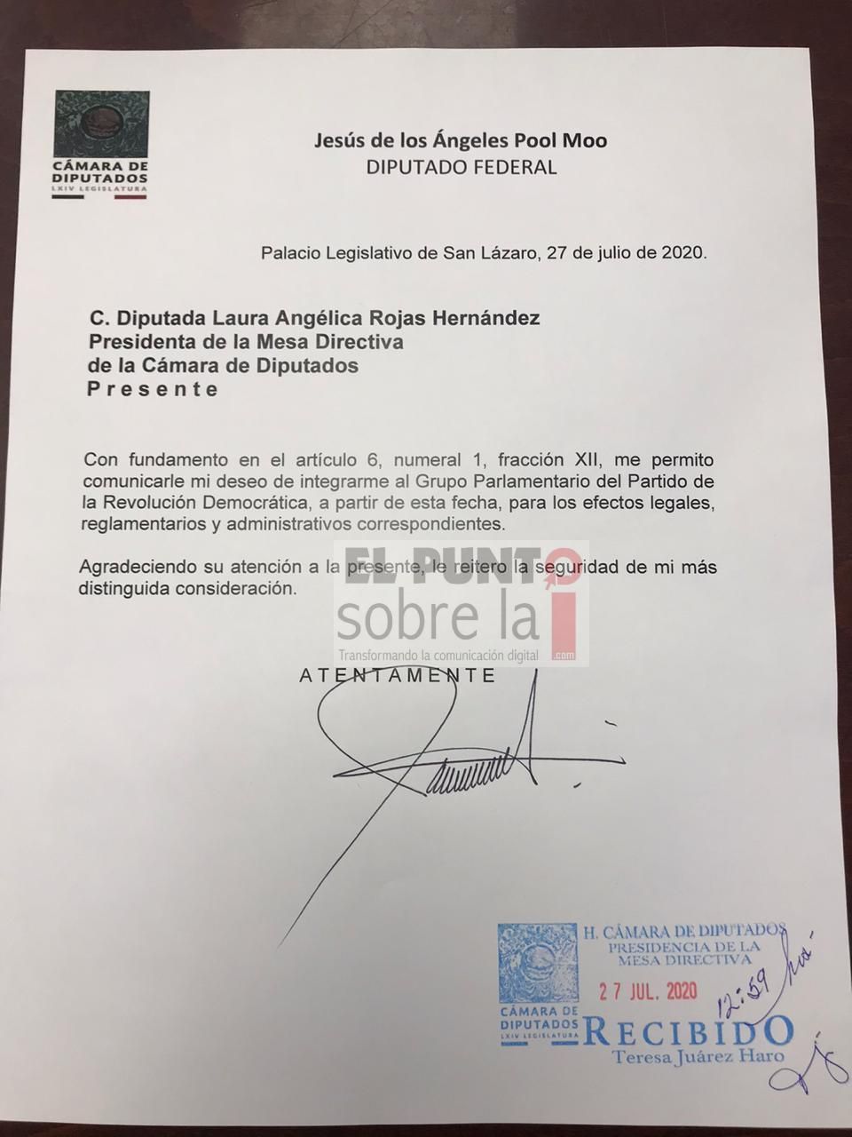 Se incorpora el diputado federal Jesús Pool a la bancada del PRD