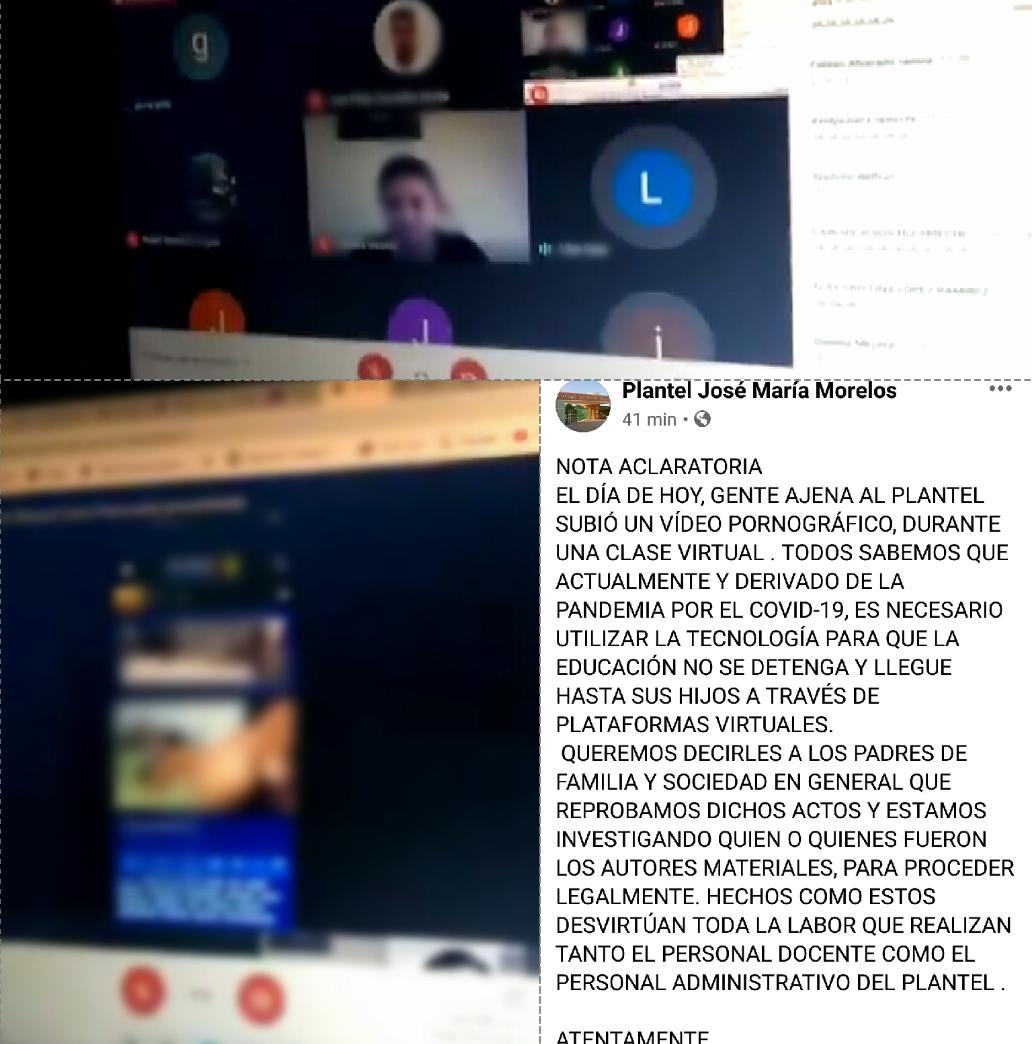 Durante una clase en línea, alumno proyecto contenido pornográfico