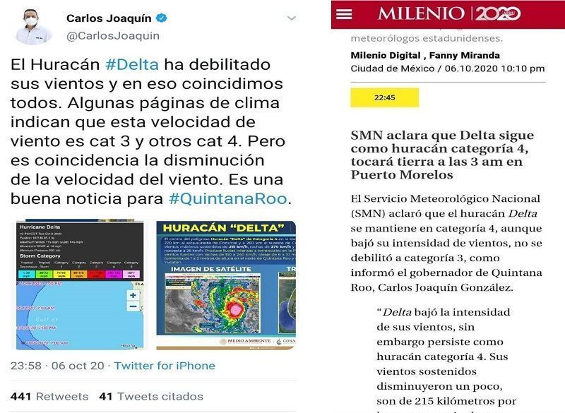 Pifia de Carlos Joaquín: contradigo al Servicio Meteorológico Nacional