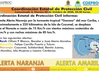 Alerta Naranja para los municipios del norte del Estado de Quintana Roo