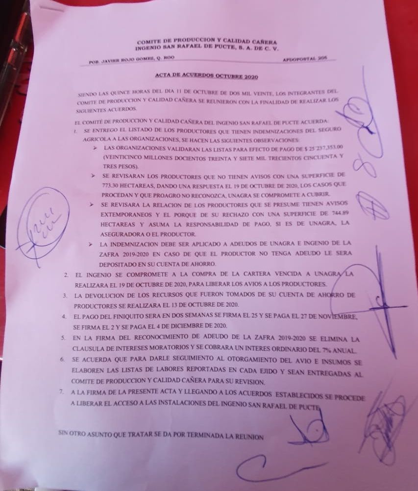 Levantan bloqueo del ingenio San Rafael de Pucté