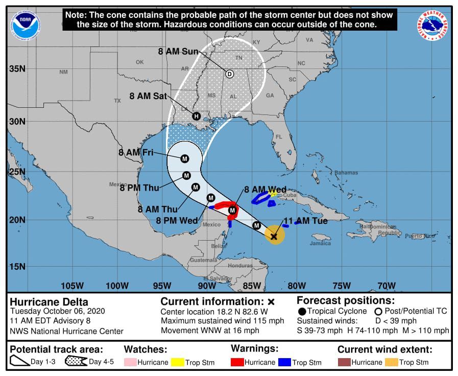 El Huracán #Delta se intensificó a Huracán Categoría 3